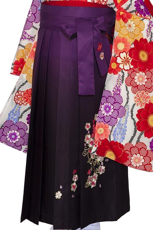 桜蝶紫ぼかし刺しゅう袴