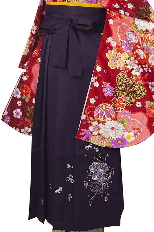 桜ブーケ紫刺しゅう袴